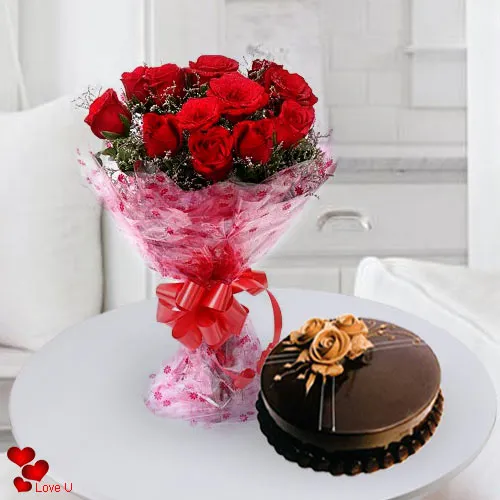 Order Combo Gift of Red Roses N Cake
