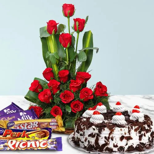 Deliver Online Red Roses, Cake N Cadbury Celebration