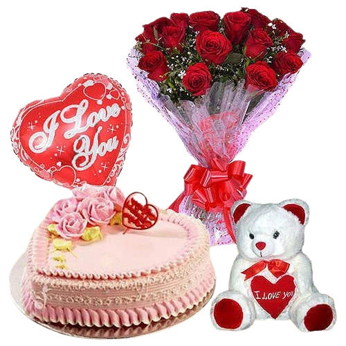 Send Roses N Cake Gift Hamper for V-Day