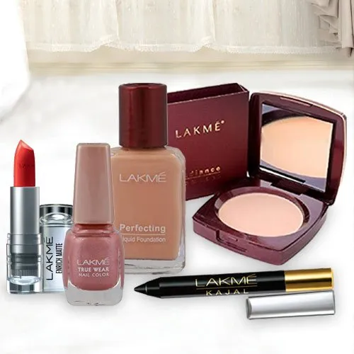 Order Compact, Nail Polish, Lipstick, Foundation and Kajal from Lakme