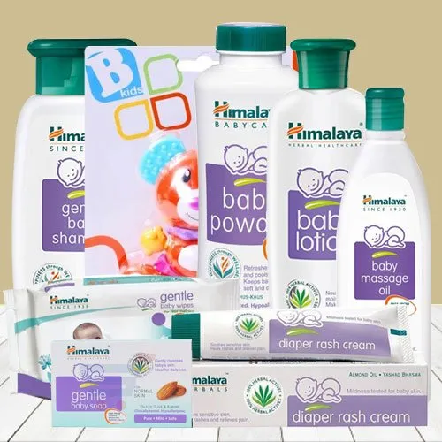 Send Combo of Baby Care Items with Teddy from Himalaya