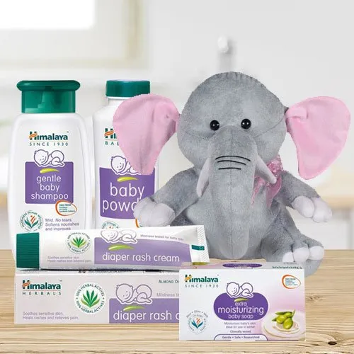 Order Himalaya Baby Care Gift Hamper with Elephant Teddy