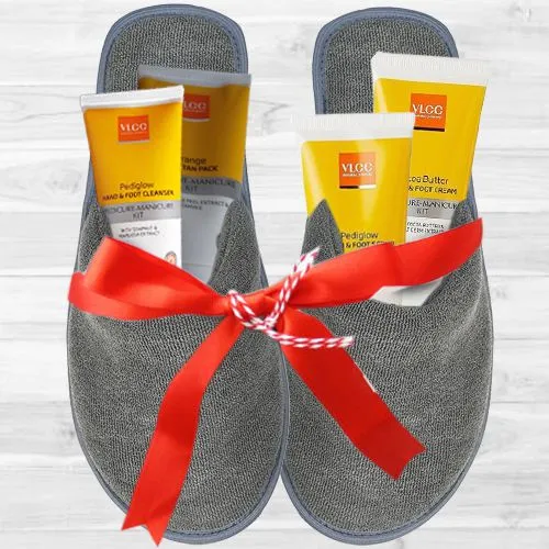 Comfy Warm Slippers with VLCC Foot Care Cream Set
