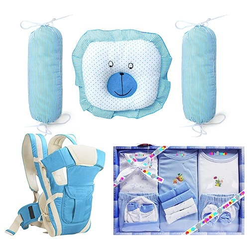 Exclusive Baby Clothes Set with Baby Carrier N Cotton Pillows Gift Combo