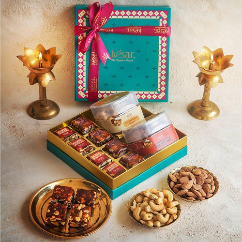 Premium Nuts with Dry Fruits Cake Treat Combo Box from Kesar