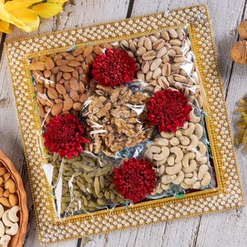 Delectable Dry Fruits in Designer Tray