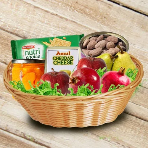 Yummy Basket of Fresh Fruits N Assortments