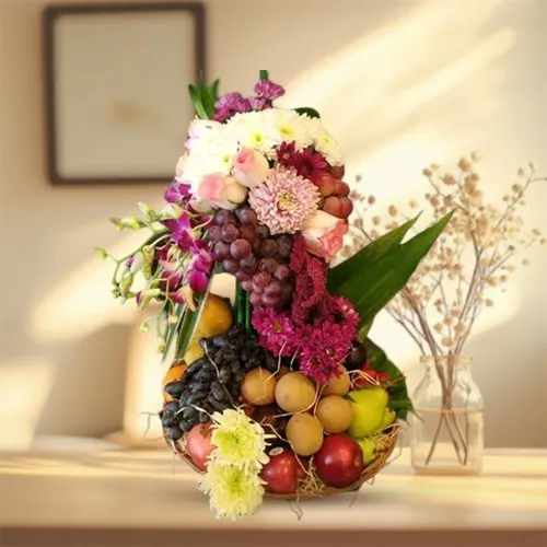 Beautiful Tall Arrangement of Flowers n Fruits