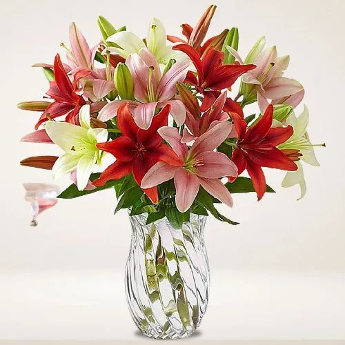 Elegant Display of Mixed Lilies in Vase