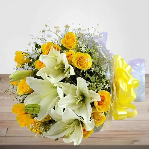 Summer Pleasures Rose n Lily Bouquet