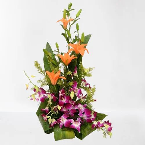 Serene Mingle Orange n Purple Arrangement