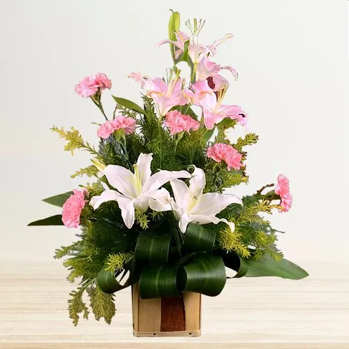 Ruby Radiance Mixed Flower Basket