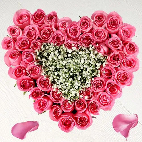 Beautifying 50 Pink Rose Heart