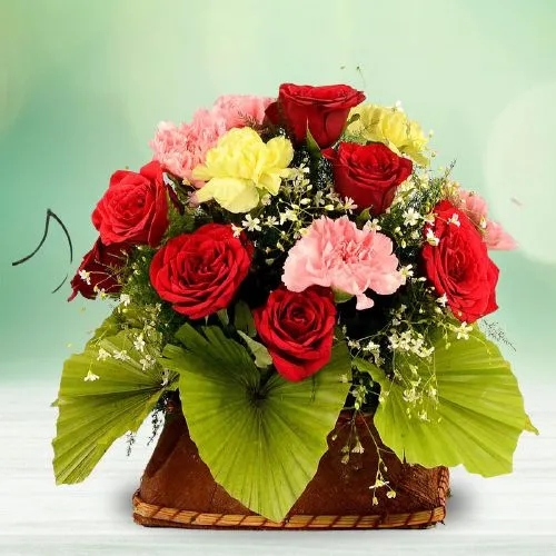 Charming 16 Mixed Flowers Basket