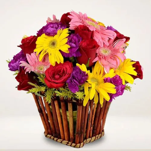 Gorgeous Mixed Color Floral Basket