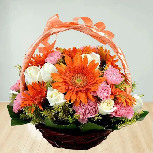 Impressive Mixed Flowers Basket