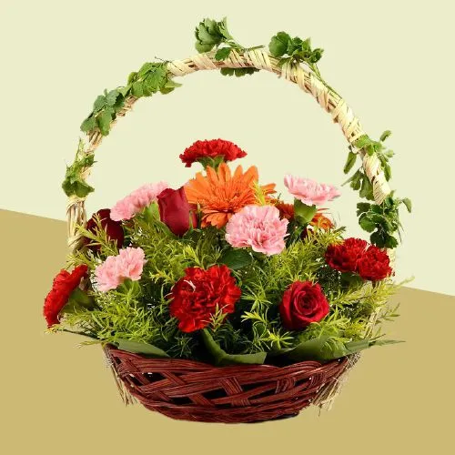 Alluring Basket of 18 Mixed Flowers