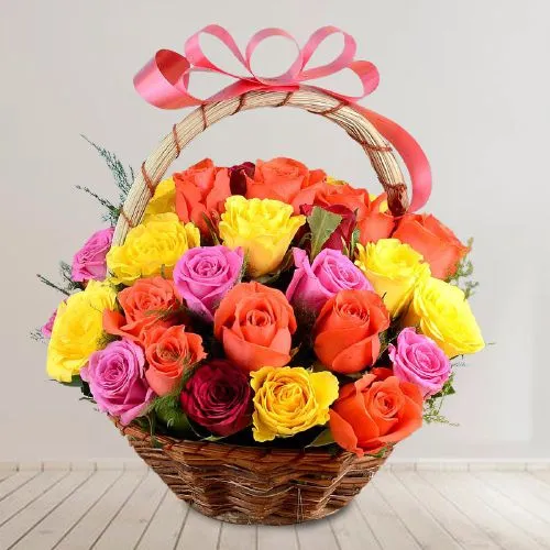 Colorful 36 Roses Basket