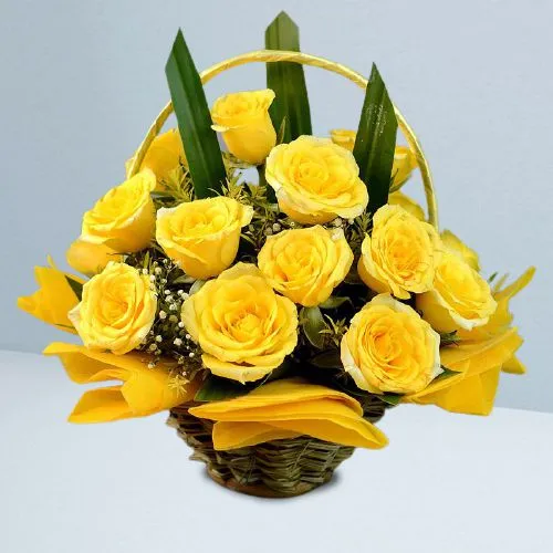 Breathtaking Yellow Affairs Flowering Basket