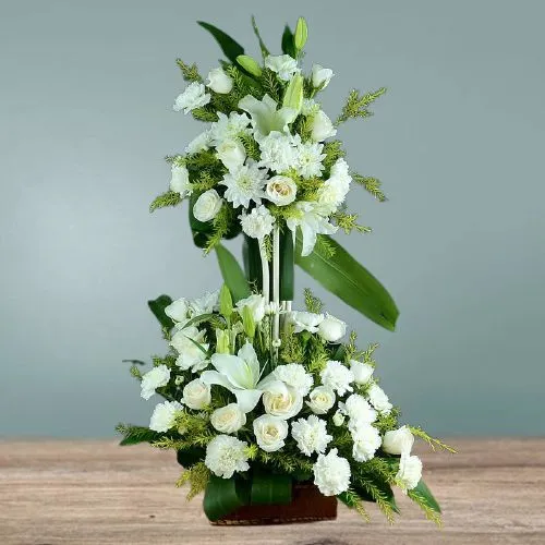 Majestic White Flowers Tall Arrangement