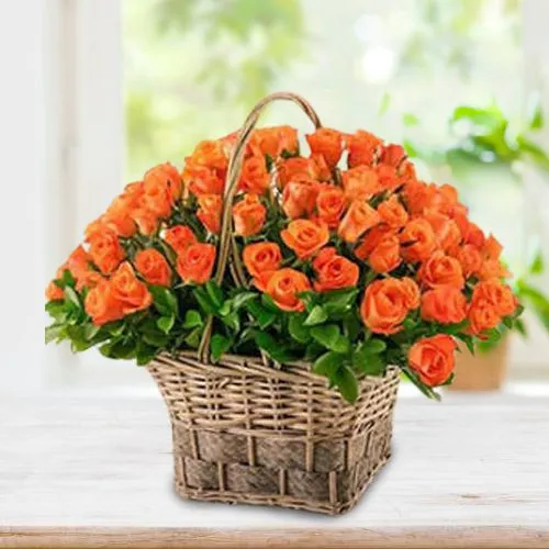 Orange Radiance Roses Basket