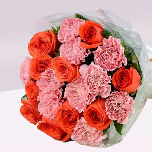 Vibrant Carnation n Roses Bouquet