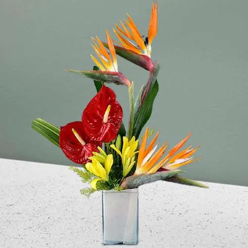 Breathtaking Selection of Exotic Flowers in Vase