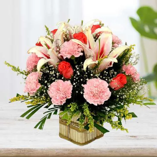Awesome Pink n Orange Flowers Basket
