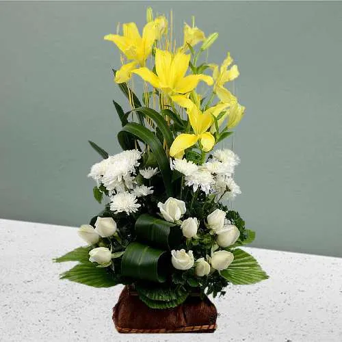 Awesome Multicolor Lilies Basket