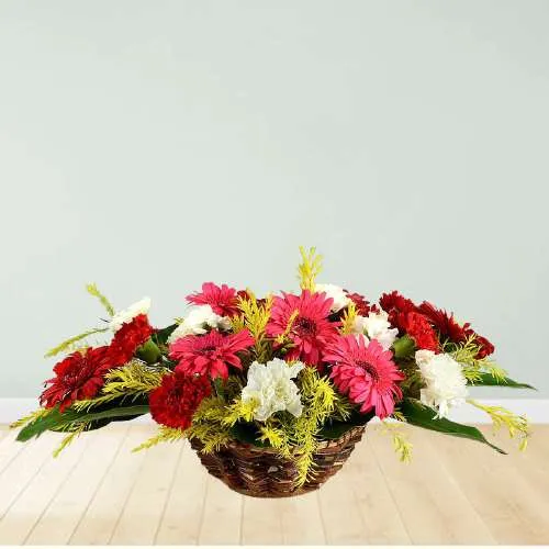 Mood Messa Floral Basket of Gerberas n Carnations