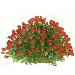 Gorgeous Arrangement of 150 Dutch Roses in Red