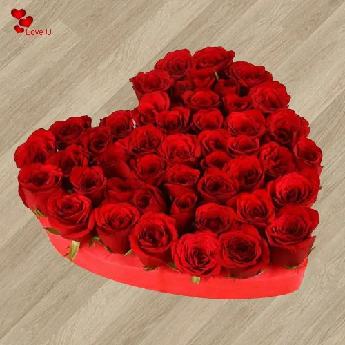 Send Heart Shaped Arrangement of 101 Dutch Roses to Lady Love