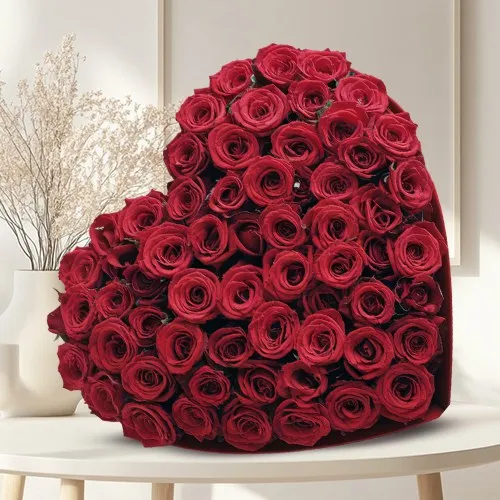 Send Heart Shaped Arrangement of 101 Dutch Roses to Lady Love