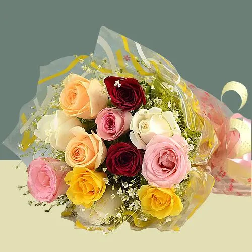 Sophisticated Bouquet of Multicoloured Roses