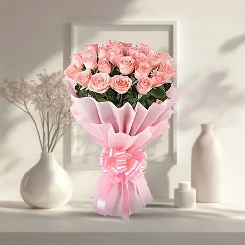 Expressive Heart of Love Bouquet of 30 Peach/Pink Roses