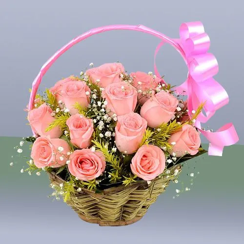 Expressive Pink Roses N Fillers Basket