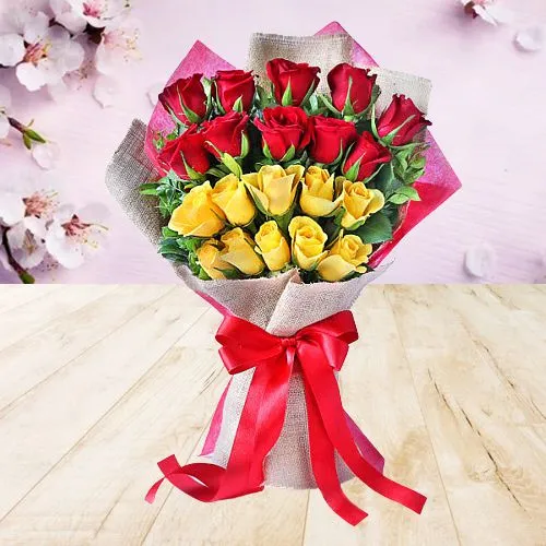Precious Bunch of Countryside Red N Yellow Roses