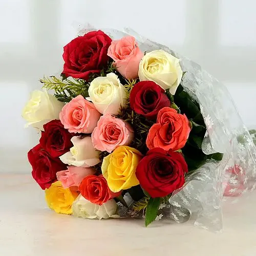 Festive Bouquet of Timeless Mixed Roses