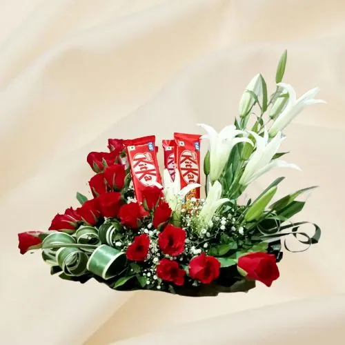 Mesmerizing Mixed Flower N KitKat Arrangement