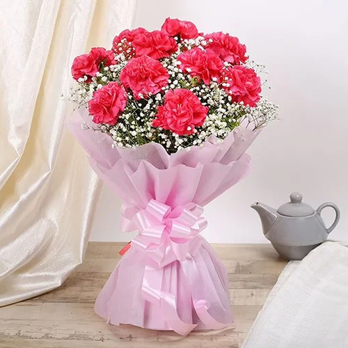 Elegant Enthralling Pink Carnations Bouquet