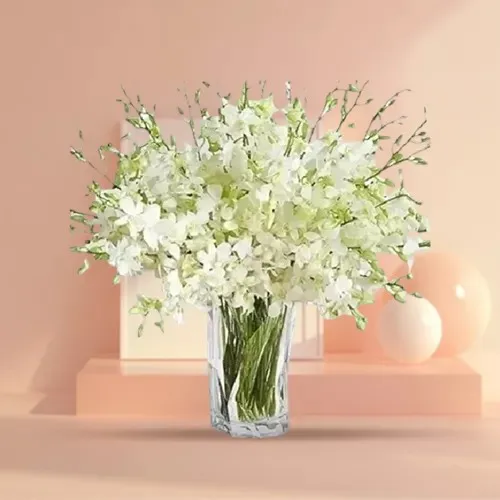 Exotic White Orchids Vase Arrangement