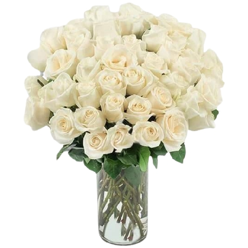 Elegant White Roses Glass Vase Arrangement
