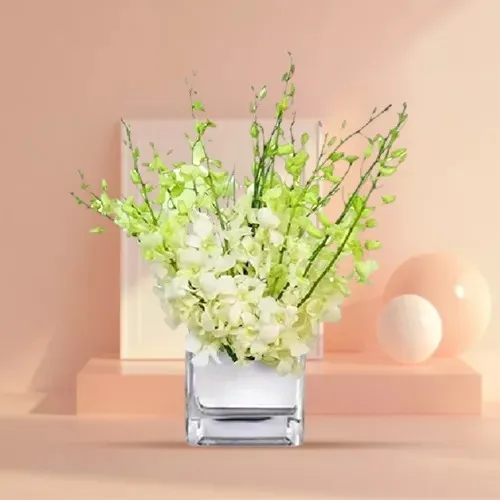 Heavenly White Orchids Vase Arrangement