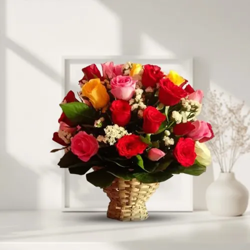 Impressive Basket of 25 Mixed Roses