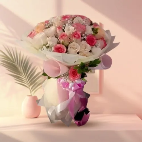 Ravishing Pink N Peach Roses Bouquet