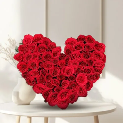 Deliver Online Red Roses Heart Bouquet