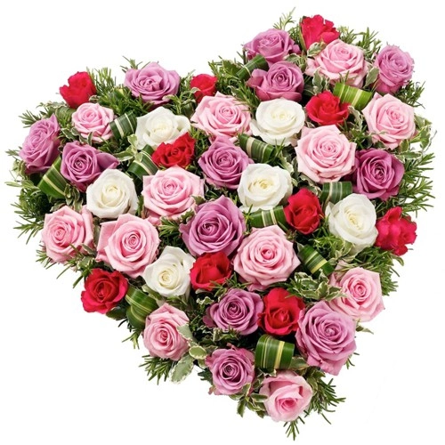 Online Order Heart Shape Mixed Roses Arrangement