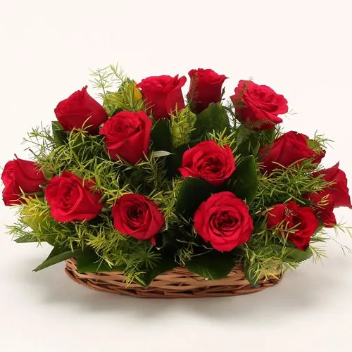 Buy Red Roses Basket Online