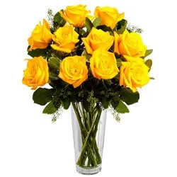 Graceful Yellow Roses in a Vase