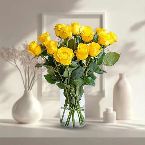 Graceful Yellow Roses in a Vase